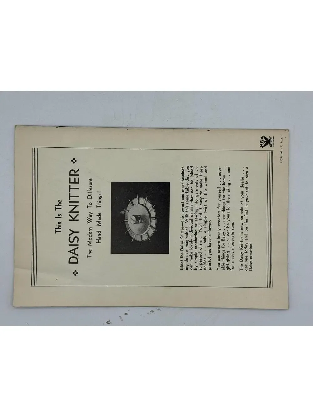 Vintage 1930s Knitting Pattern Booklet, Bucilla Daisy Knitter Creations